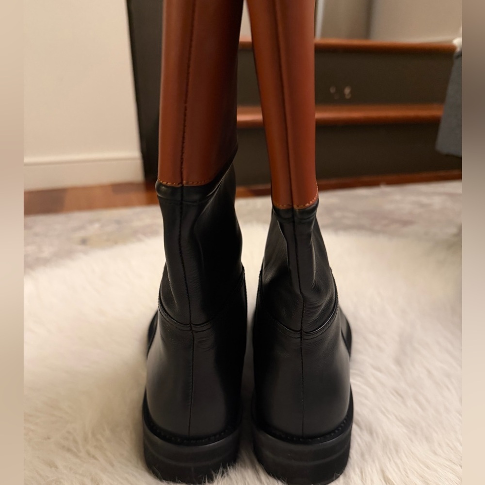 Aerosoles Leather Boots – Black & Brown Two-Tone - Picture 5 of 6